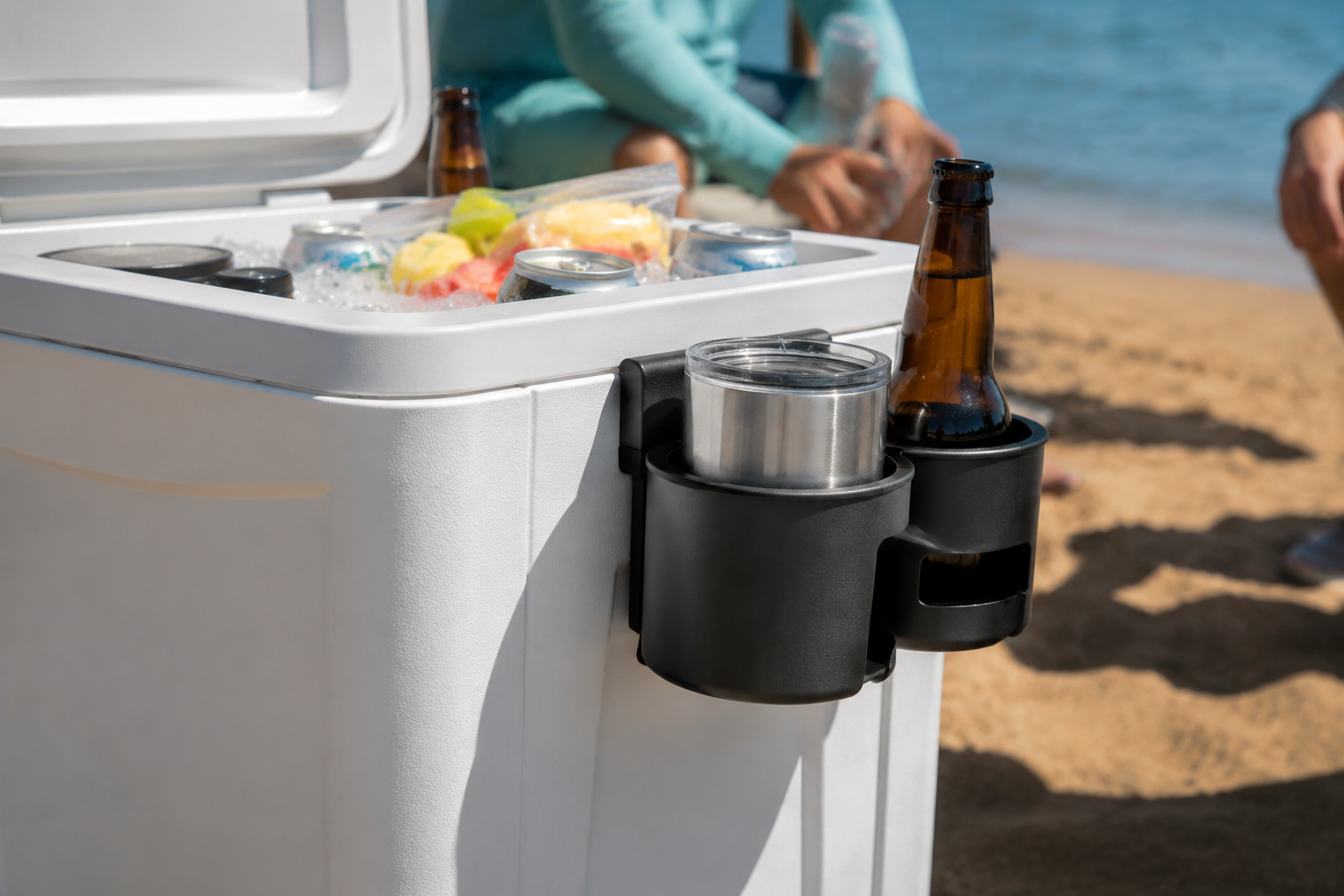 Cooler Cup Holder Add-On in an outdoor setting