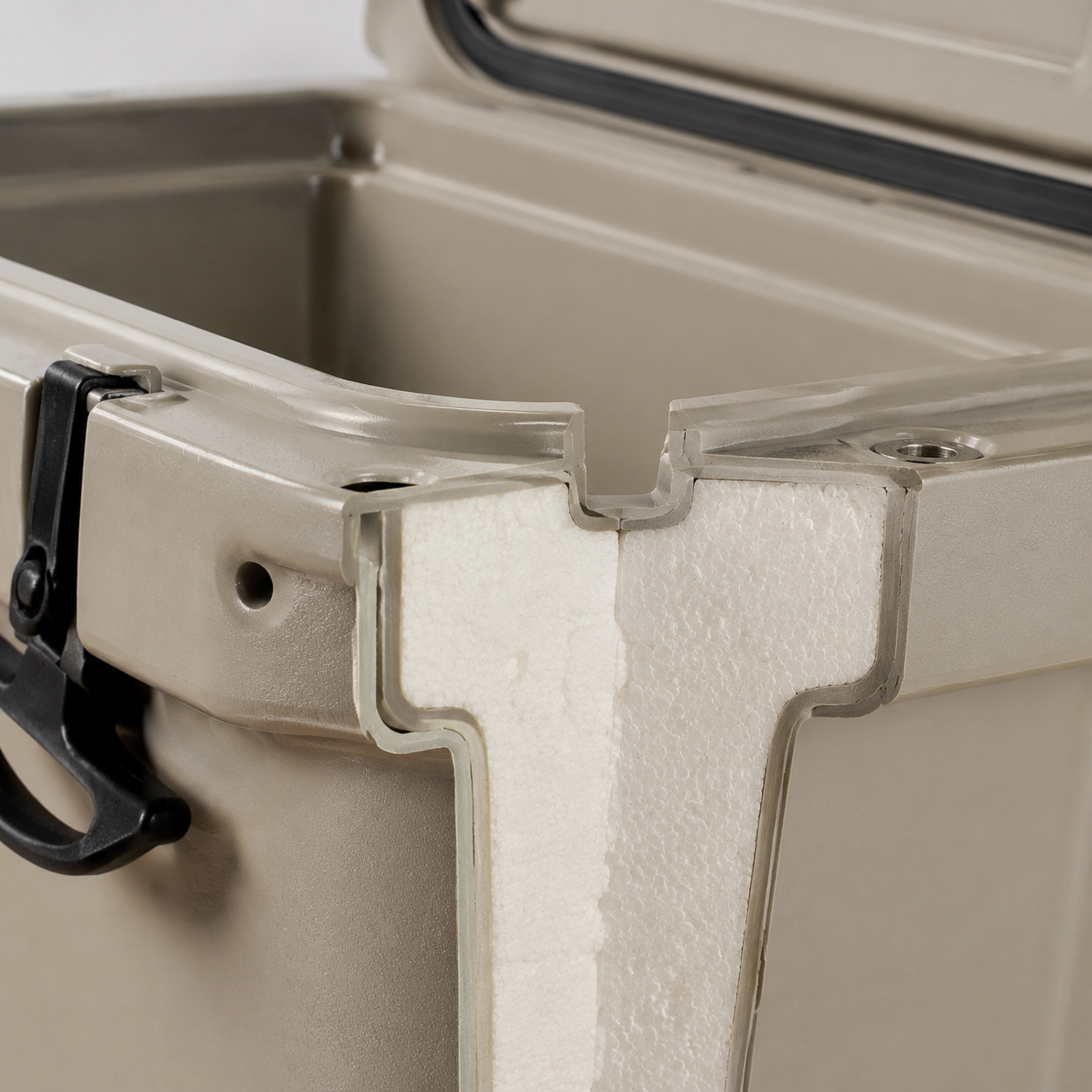 Macro view of insulation cells and condensation on a cooler wall