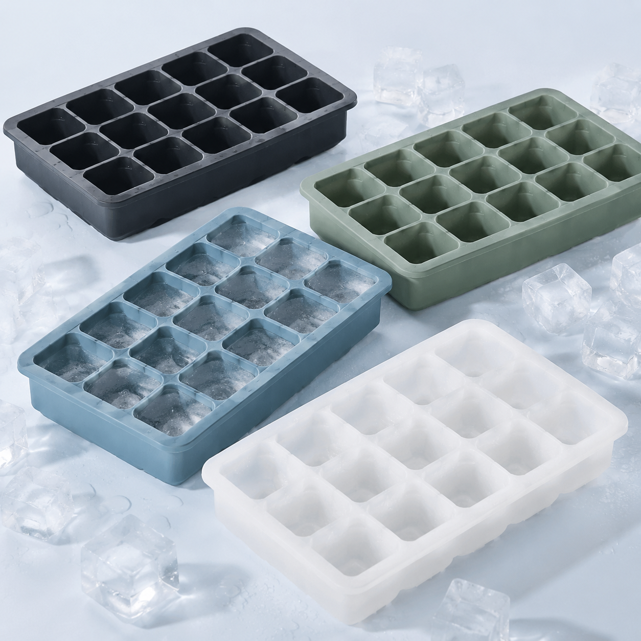 Ice Cube Trays Silicone (4) — Ice & Cubes