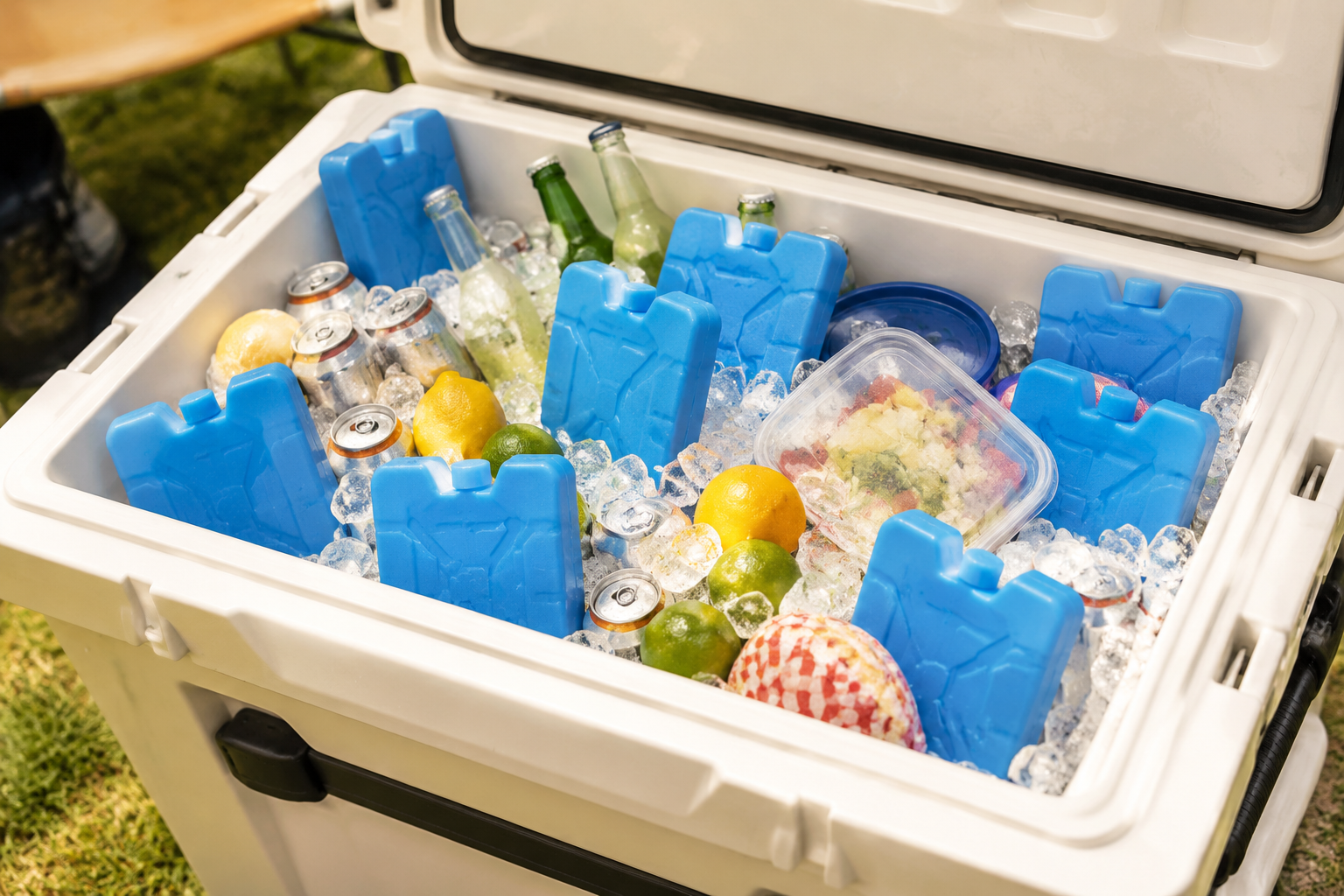 Reusable Ice Packs (8) in an outdoor setting